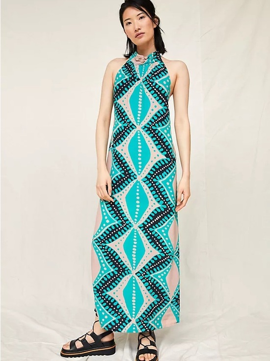 Porridge Dresses & Skirts - Porridge Anthropologie Geometric Print Halter Maxi Dress - Size Small
